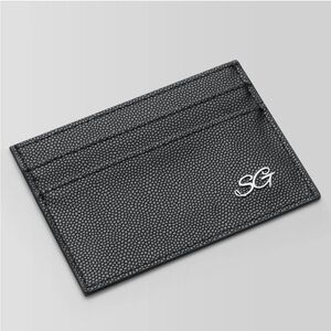 Sylvian Grant Minimal Black pebbled leather Card  Wallet